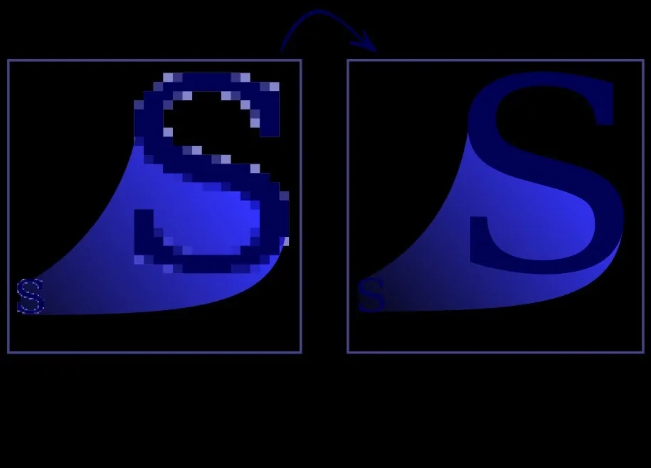 Before and after example of PNG to SVG conversion
