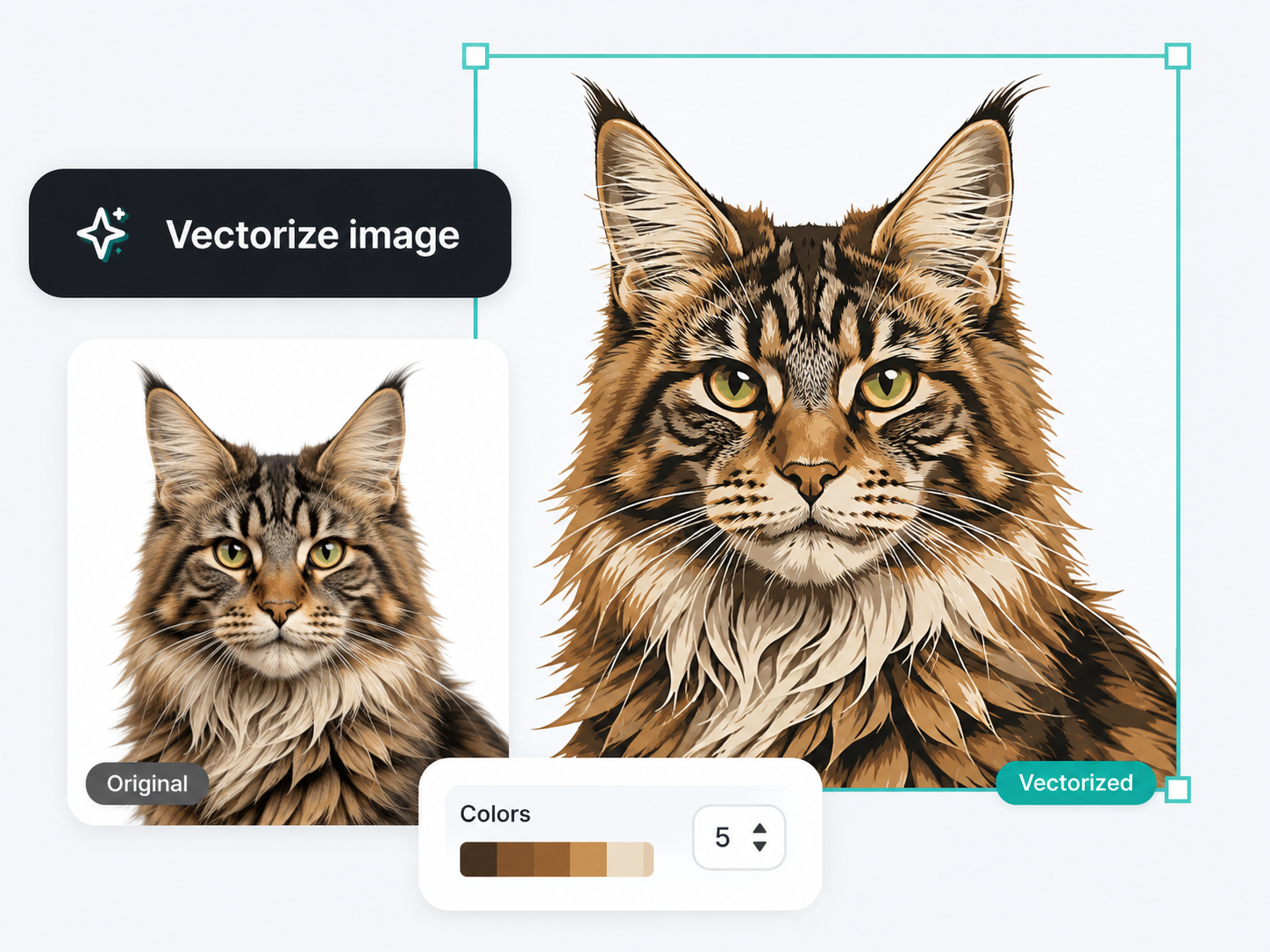 Original photo next to its vectorized version