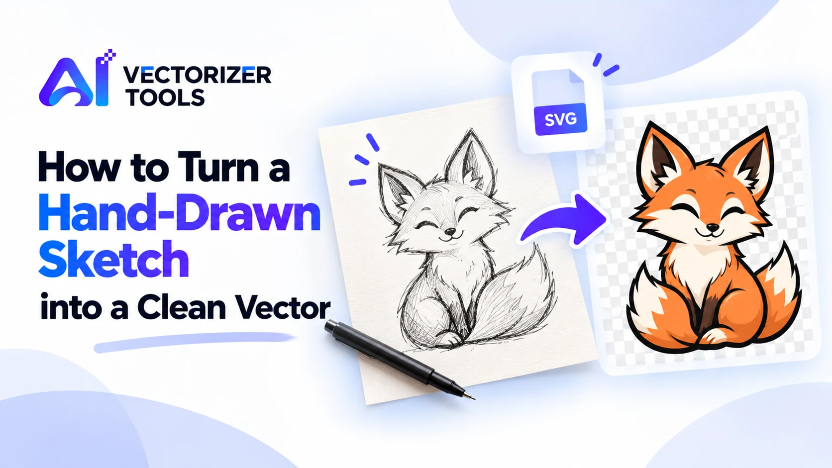 How to turn a hand-drawn sketch into a clean vector: a pen sketch converted into an SVG file